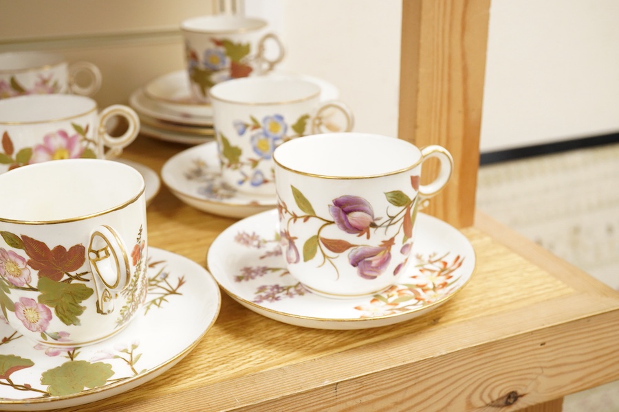 A late Victorian Royal Worcester floral decorated tea service, milk jug 13cm high.
